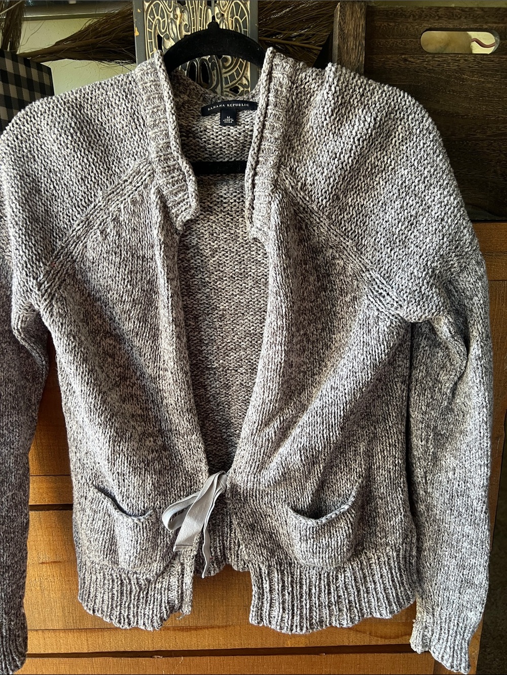 Banana Republic Gray Knit Tie-Front Women's Sweater